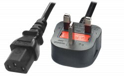 IEC C13 UK Mains Power Cord, 1m (Type G)
